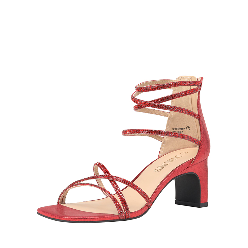 Rhinestone Sandals Chunky Pump SandalsDream Pairs